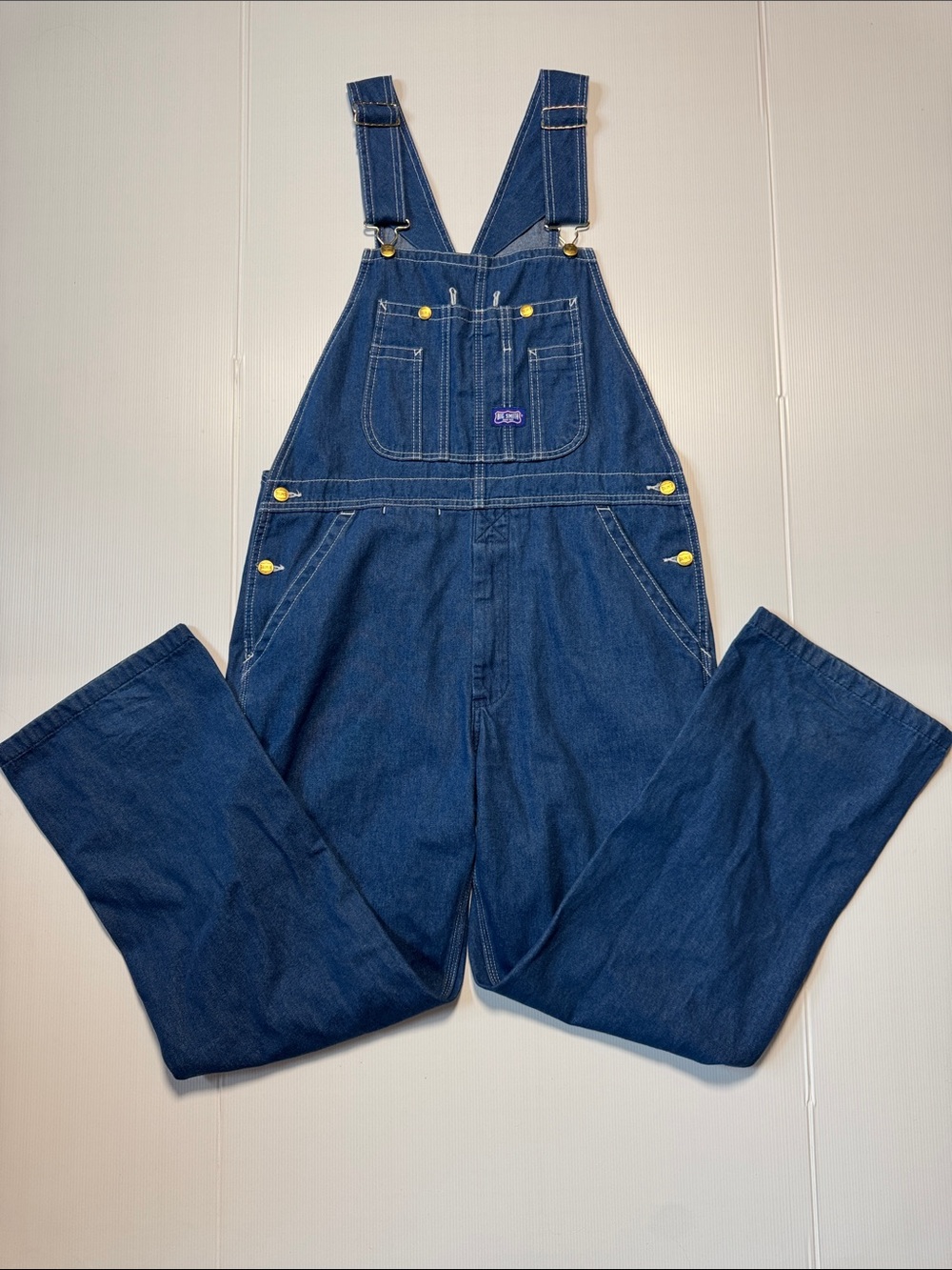 BIG SMITH Vintage Men's Dark Blue Denim Overalls Classic Farmer Style 34x30